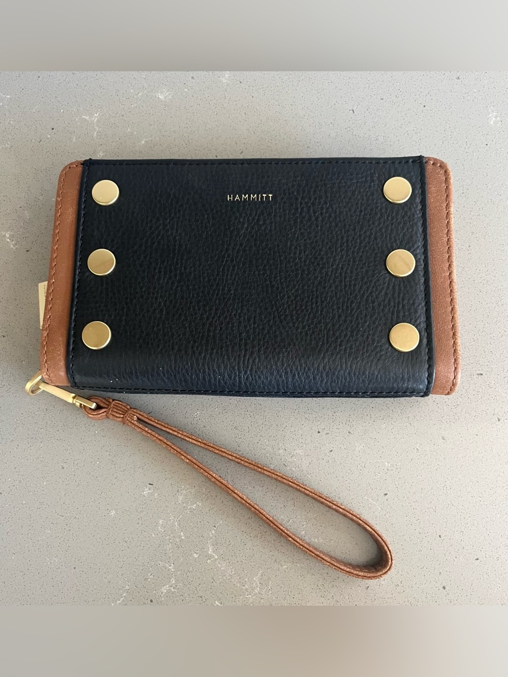 Hammitt Bryant Contrast Trim Continental Wristlet Wallet North End Brushed Gold - Picture 6 of 13